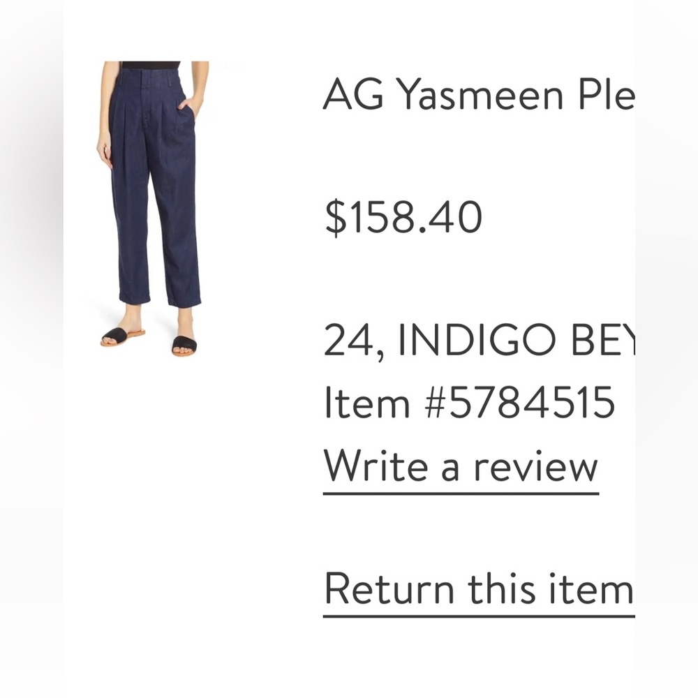AG Yasmeen Pleated Crop Trousers